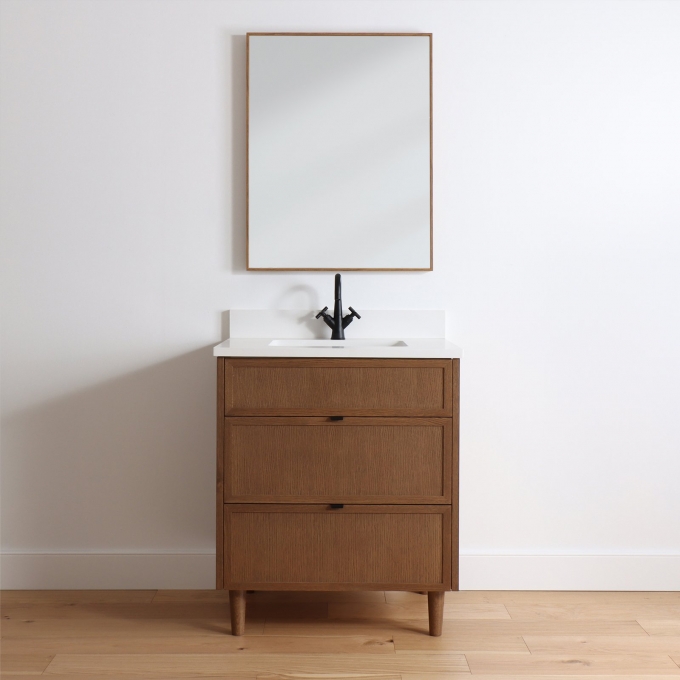 Cape Breton 30", Mid Century Oak Vanity w/ Blumotion