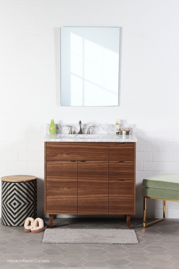 Austin 36", Teodor Modern American Black Walnut Vanity, Left Sink