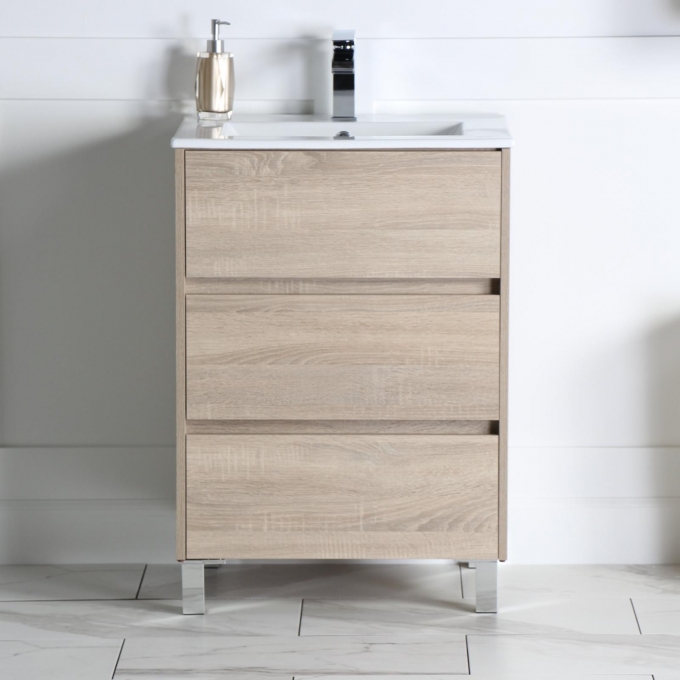 Anton 24", Modern Cambridge Oak Vanity with Ceramic Top