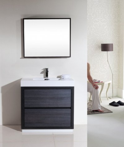 Bliss 36", Kubebath Modern Grey Oak Vanity