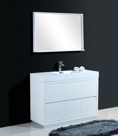 Bliss 48", Kubebath Modern Gloss White Vanity