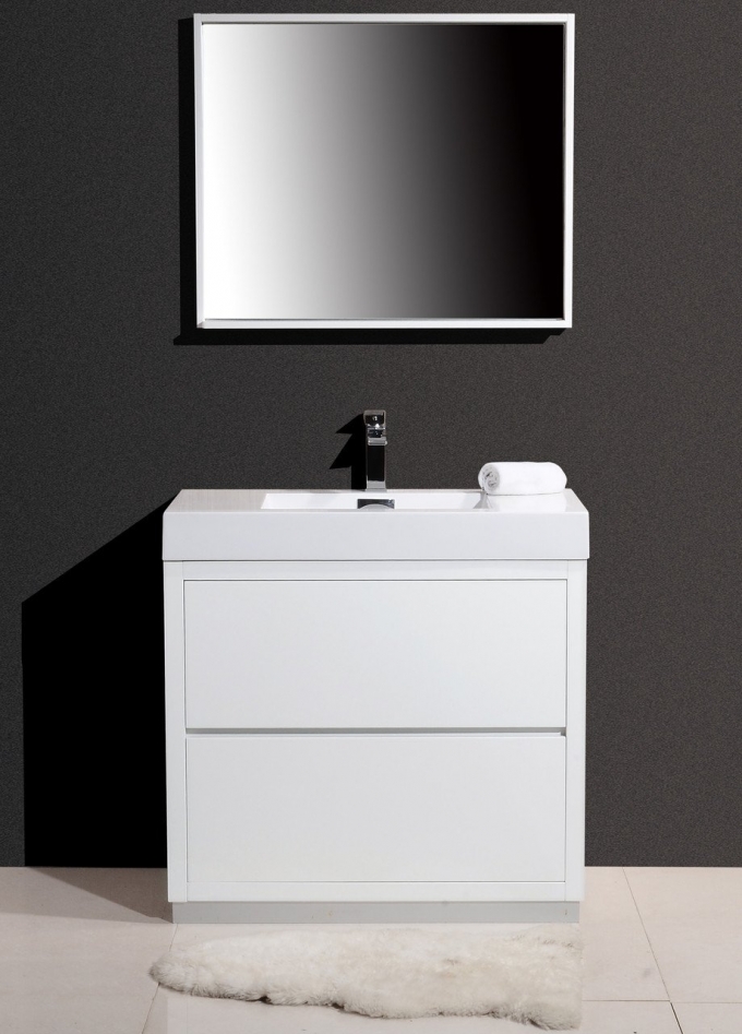 Bliss 36", Kubebath Modern Gloss White Vanity