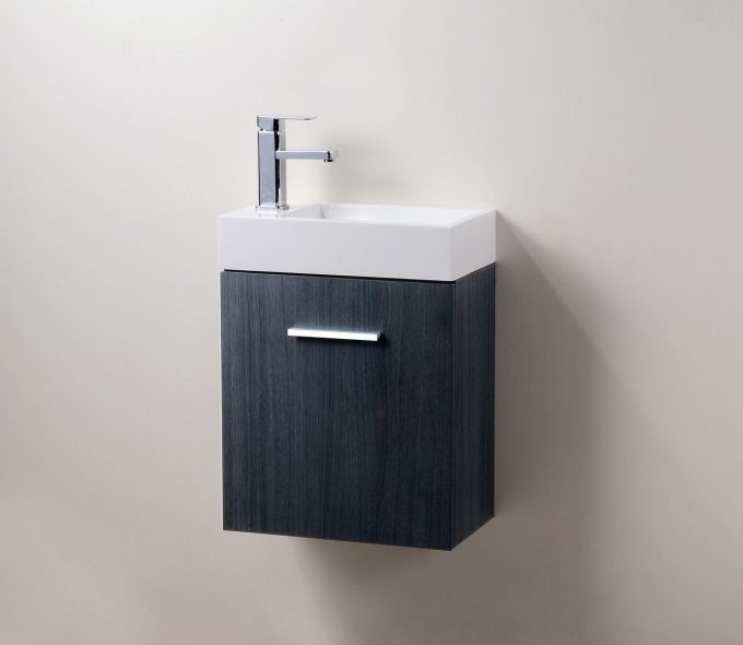 Bliss 18", Kubebath Grey Oak Wall Mounted Modern Bathroom Vanity