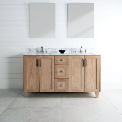 Bridgeport 60", Teodor White Oak Vanity w/ Blumotion , Double Sink