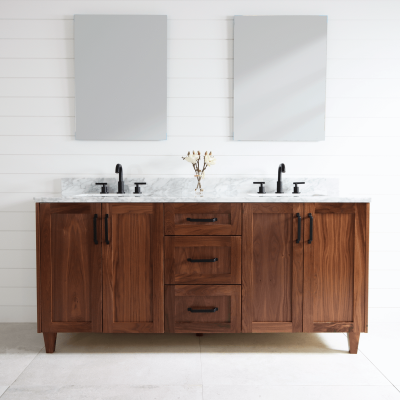 Bridgeport 72", Teodor American Black Walnut Vanity w/ Blumotion , Double Sink