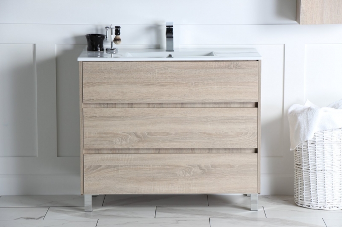 Anton 40" Modern Cambridge Oak Vanity with Ceramic Top