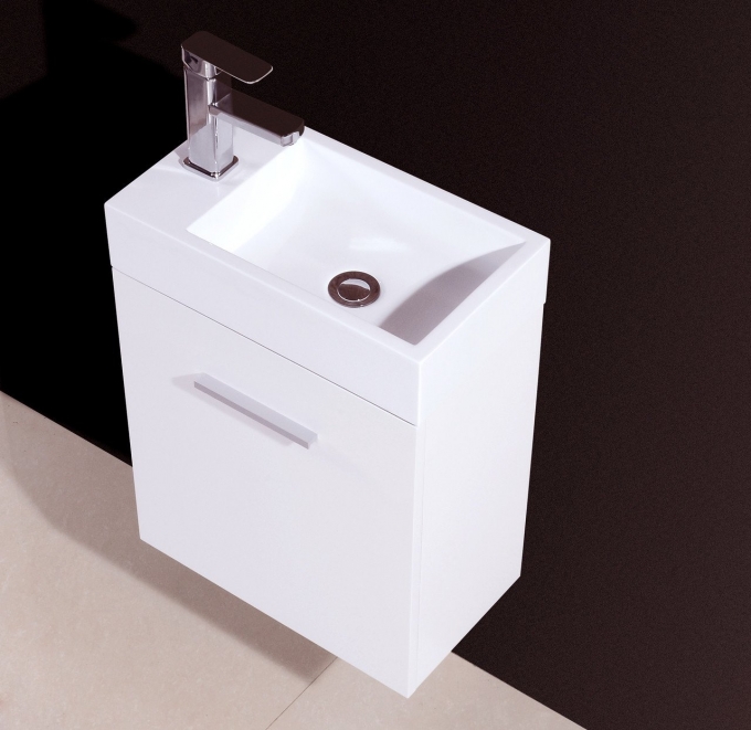 Bliss 18", Kubebath Gloss White Wall Mounted Modern Bathroom Vanity