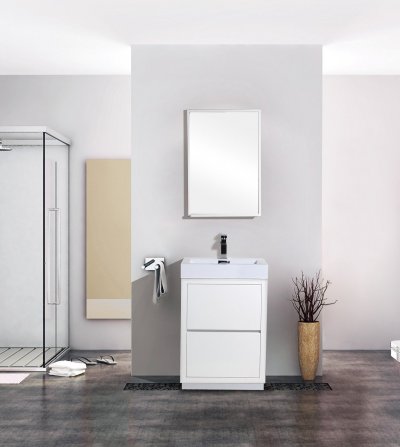 Bliss 24", Kubebath Modern Gloss White Vanity