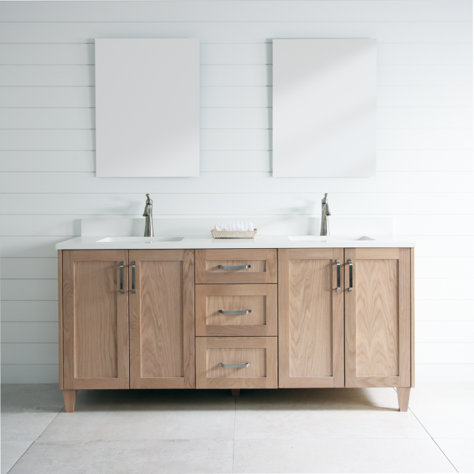 Bridgeport 72", Teodor White Oak Vanity w/ Blumotion , Double Sink