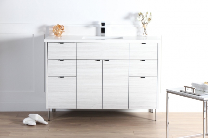 Austin 48", Teodor Modern Whitewashed Ash Vanity