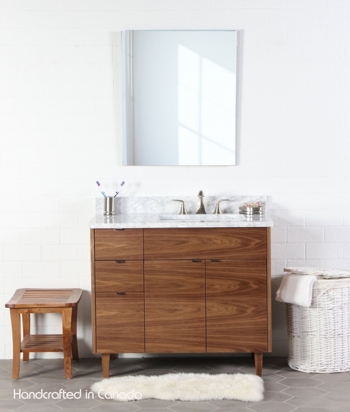 Austin 36", Teodor Modern American Black Walnut Vanity, Right Sink