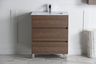 Anton 28" Modern Walnut Vanity with Ceramic Top