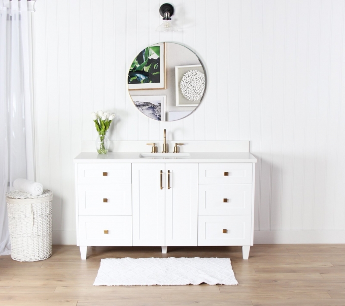 Bridgeport 60", Teodor Satin White Vanity w/ Blumotion