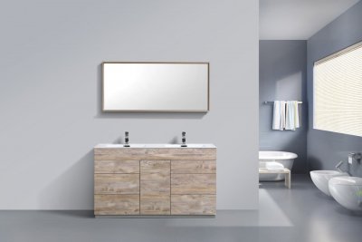 Milano 60" Maple Grey Modern Bathroom Vanity, Double Sink