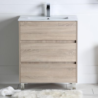 Anton 28" Modern Cambridge Oak Vanity with Ceramic Top