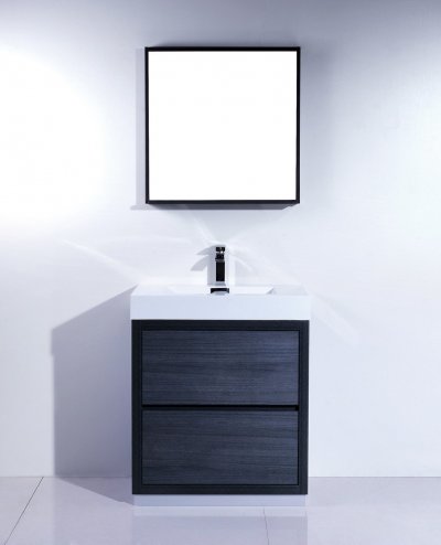 Bliss 30", Kubebath Modern Grey Oak Vanity