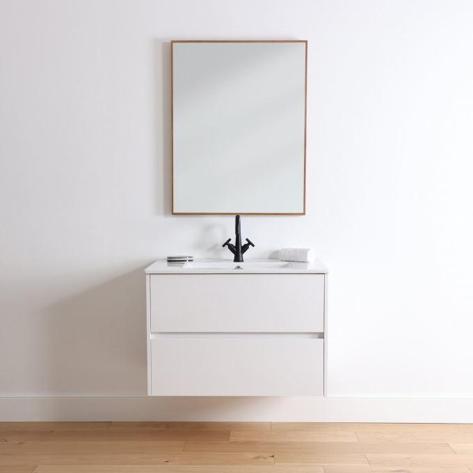 Anton 32", Wall Mount Gloss White Vanity with Ceramic Top