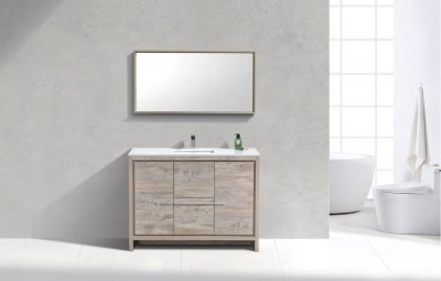 Dolce, KubeBath, 48" Maple Grey Modern Bathroom Vanity w/ Quartz Top