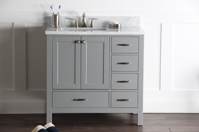 Abigail 36", Naos, Slate Grey Bathroom Vanity, Left Sink