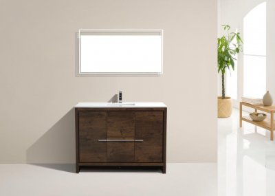 Dolce, KubeBath, 48" Rose Wood Modern Bathroom Vanity w/ Quartz Top