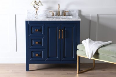 Berkeley 36", Cobalt Blue Bathroom Vanity, Right Sink