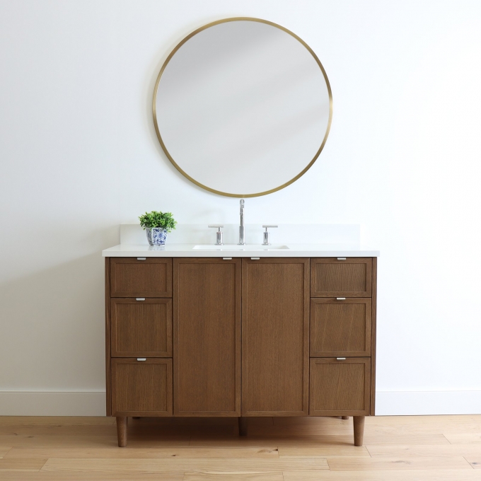 Cape Breton 48", Mid Century Oak Vanity w/ Blumotion