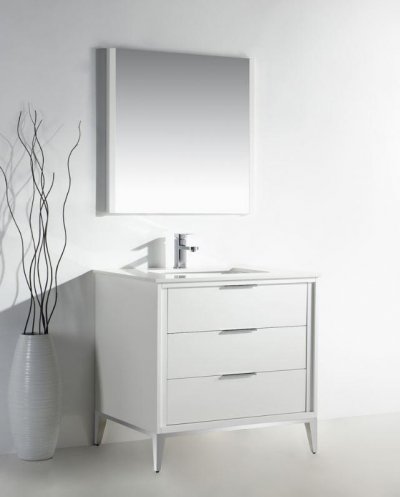 Divani 36", Kubebath Modern Gloss White Vanity