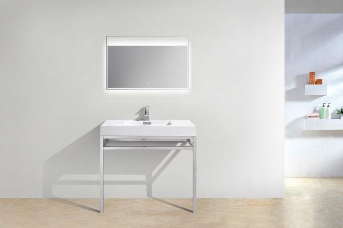 Haus 36", Kube Stainless Steel Modern Bathroom Vanity