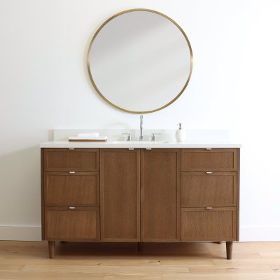 Cape Breton 60", Mid Century Oak Vanity w/ Blumotion