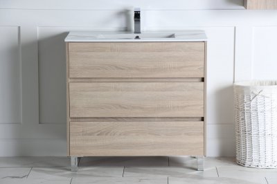 Anton 36" Modern Cambridge Oak Vanity with Ceramic Top